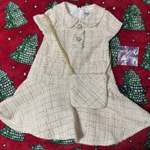 Blueberi Boulevard Girls Tweed Dress & Purse Set 3t Holiday Party Outfit NWT $48